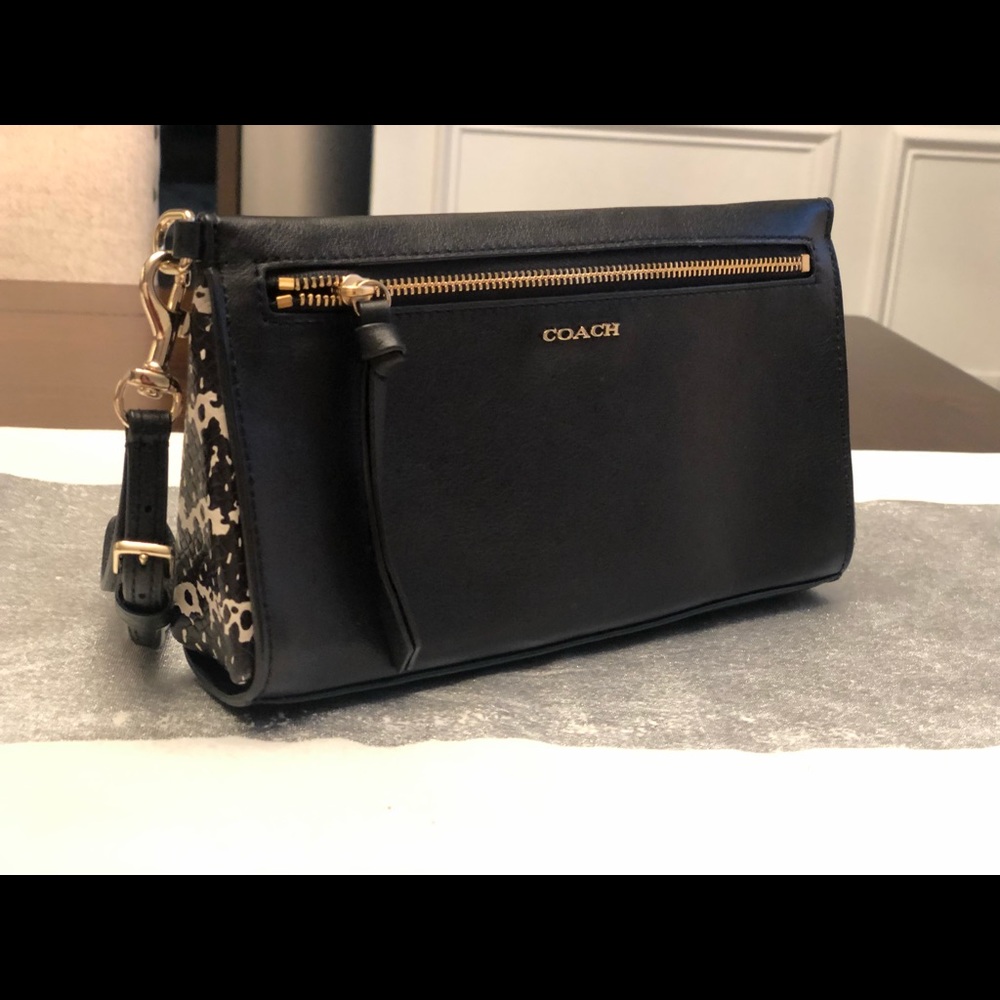 Black Coach Leather Wristlet